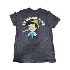 Disney Pinocchio "It Wasn't Me" TShirt Small Dark Grey